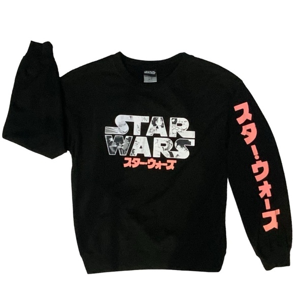 Starwars Sweatshirt Anime Crew Neck Pullover Japan Pink Black Juniors Size 7-9 - Picture 16 of 16